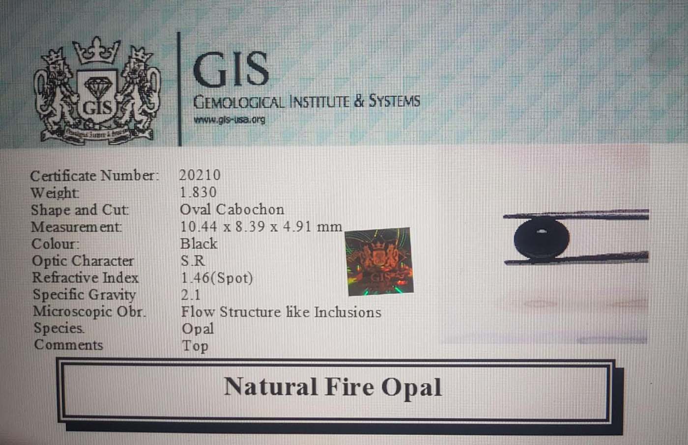 Fire Opal 1.83 Ct.
