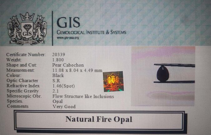 Fire Opal 1.8 Ct.