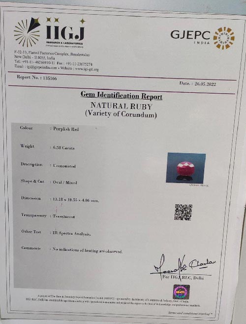 Ruby 6.58 Ct.