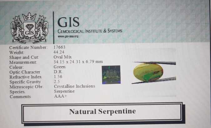 Serpentine 44.24 Ct.