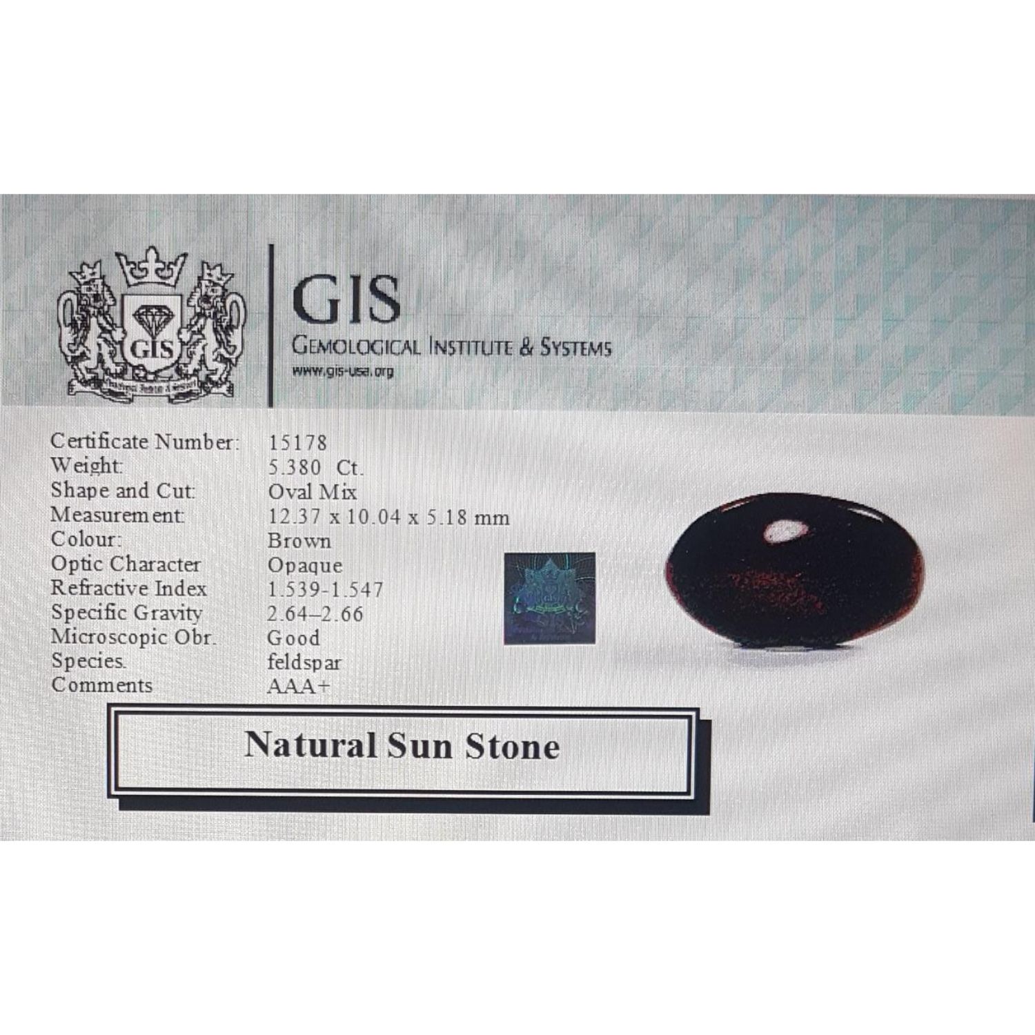 Sun Stone 5.38 Ct.
