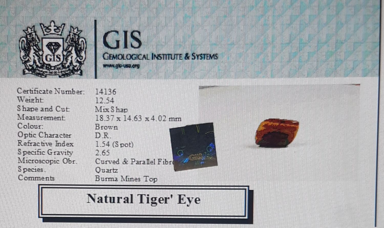 Tiger’s Eye 12.54 Ct.