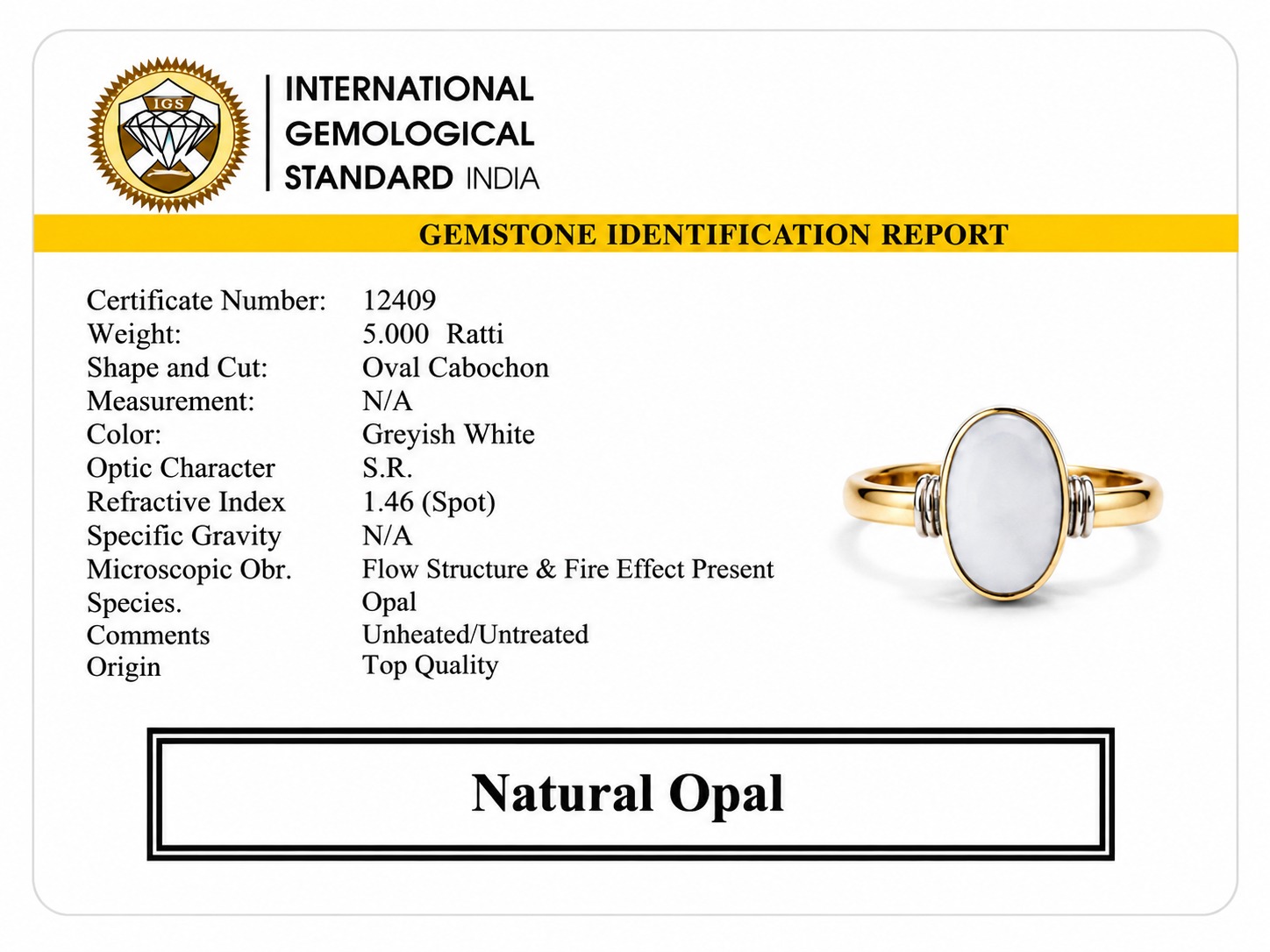 Opal Ring Rs.1990/- (5+ Ratti) Opal Ring Rs.1990/- (5+ Ratti)