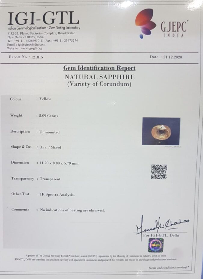 Yellow Sapphire 5.09 Ct. Yellow Sapphire 5.09 Ct.
