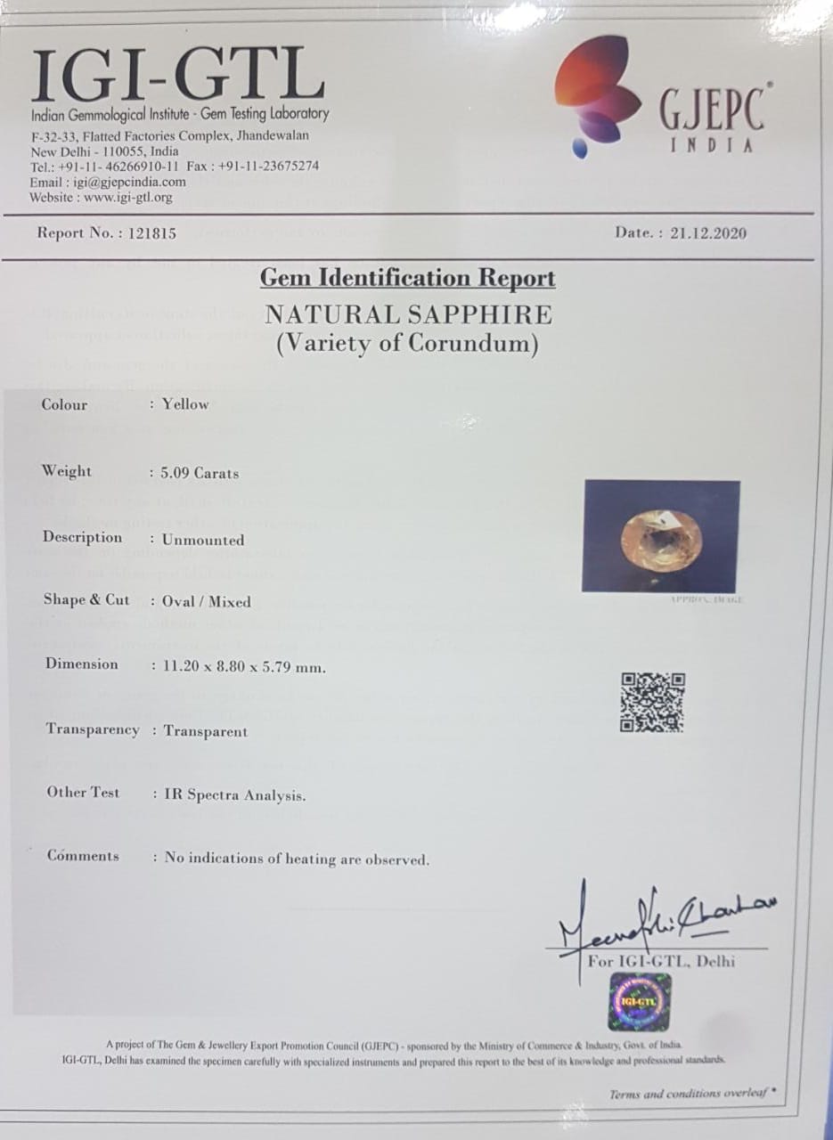 Yellow Sapphire 5.09 Ct. Yellow Sapphire 5.09 Ct.
