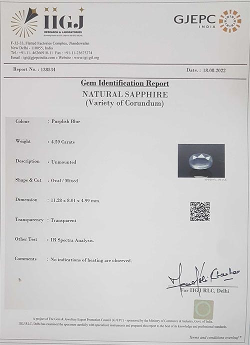 Sapphire 4.59 Ct.