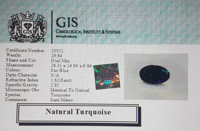 Turquoise (Irani) 29.64 Ct.