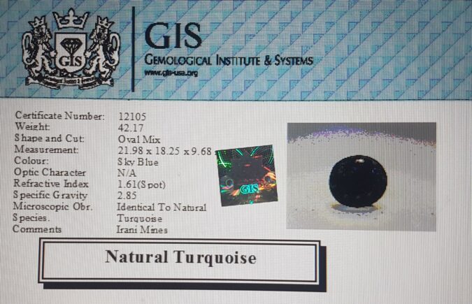Turquoise (Irani) 42.17 Ct.