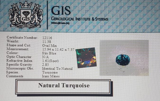 Turquoise (Irani) 11.38 Ct.