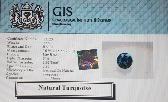 Turquoise (Irani) 22.5 Ct.