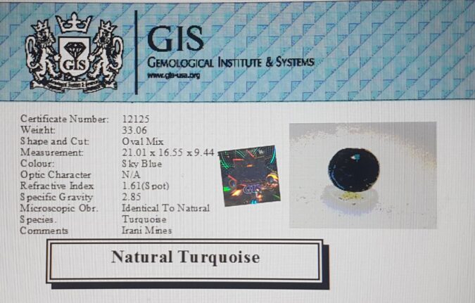 Turquoise (Irani) 33.06 Ct.