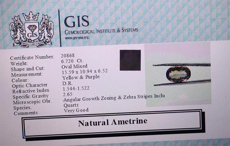 Ametrine 6.72 Ct.