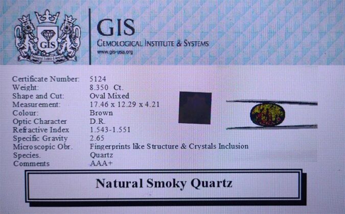 Smoky Quartz 8.35 Ct.