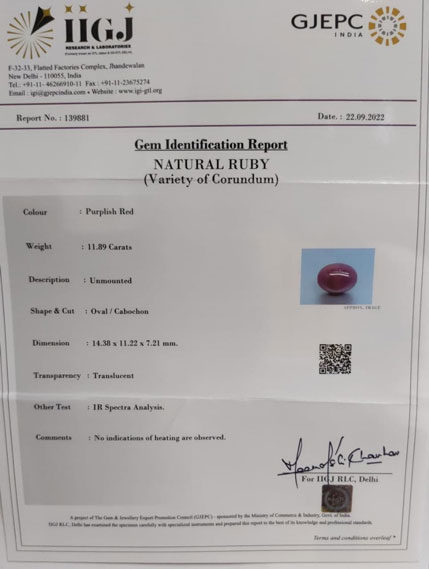 Ruby 11.89 Ct.