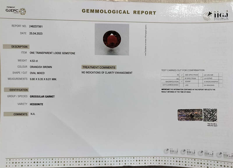 HESSONITE GOMED 4.53 Ct.