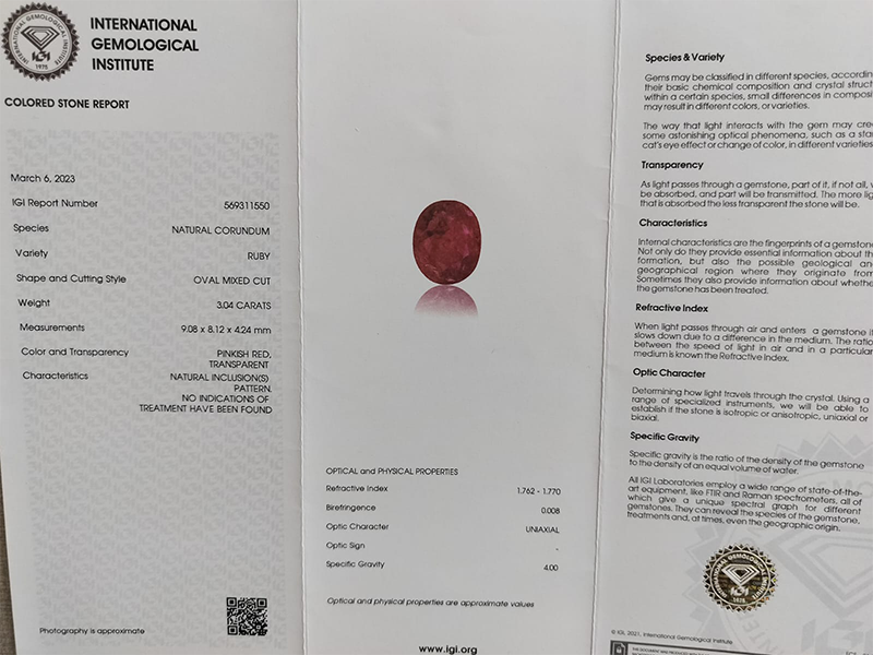 RUBY 3.04 Ct.