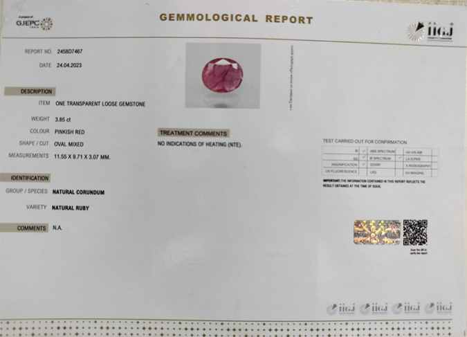 RUBY 3.85 Ct. RUBY 3.85 Ct.