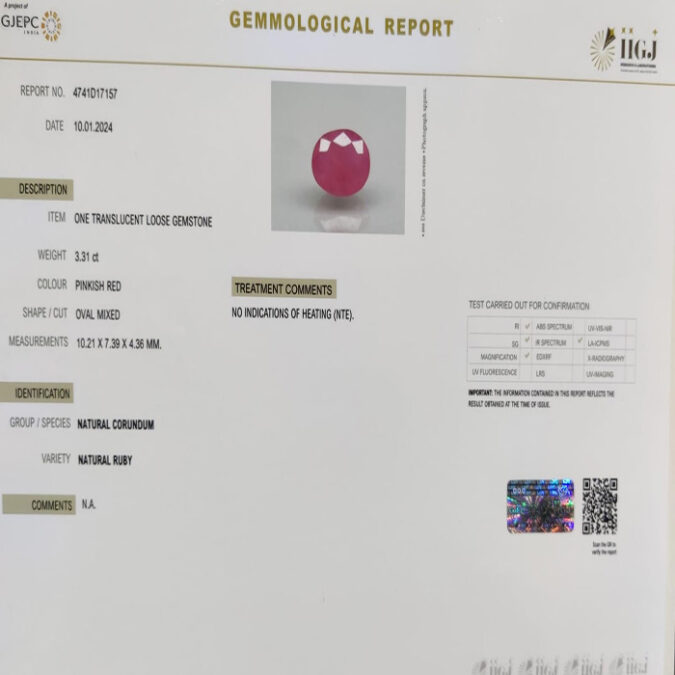 RUBY 3.31 Ct.