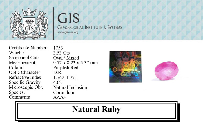 RUBY 3.53 Ct.