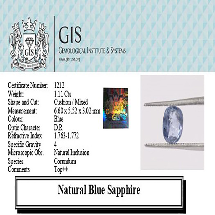 BLUE SAPPHIRE 1.11 Ct.