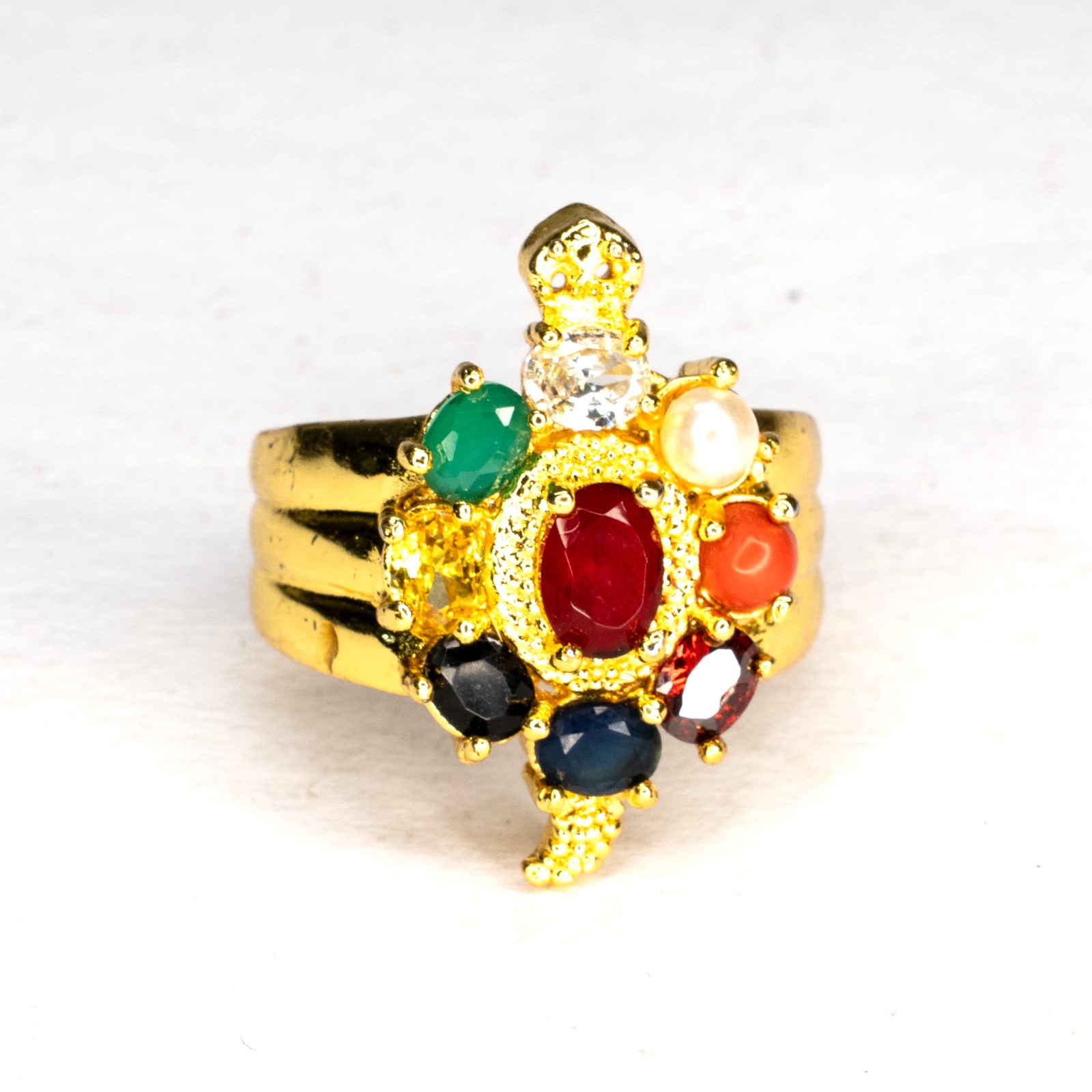 Navratan Round Tortoise Ring