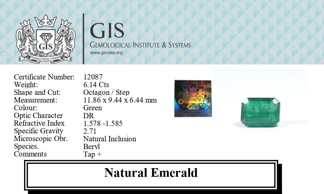 EMERALD 6.14 Ct. EMERALD 6.14 Ct.