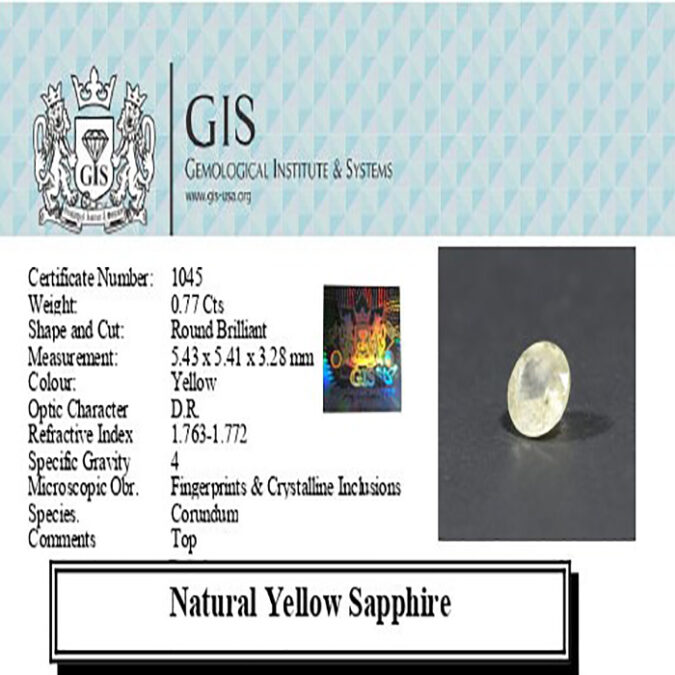 YELLOW SAPPHIRE 0.77 Ct.