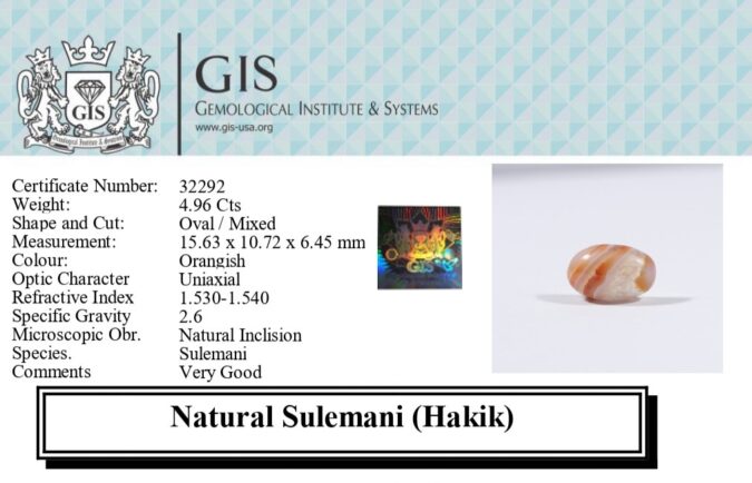 RED SULEMANI HAKIK 7.96 Ct.