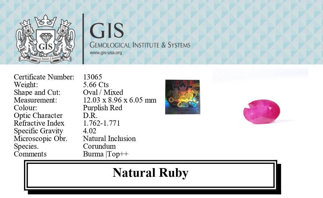 RUBY 5.66 Ct.