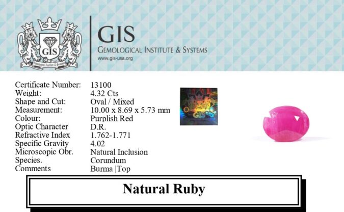 RUBY 4.32 Ct.