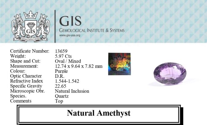 AMETHYST 5.97 Ct.