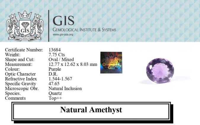 AMETHYST 7.75 Ct.