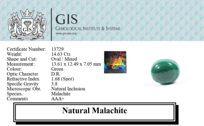 MELACHITE 14.63 Ct.