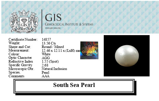 SOUTH SEA PEARL 13.56 Ct. SOUTH SEA PEARL 13.56 Ct.
