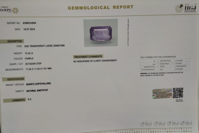 AMETHYST 12.42 Ct. AMETHYST 12.42 Ct.