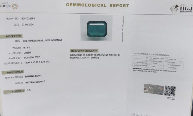 EMERALD 9.78 Ct.