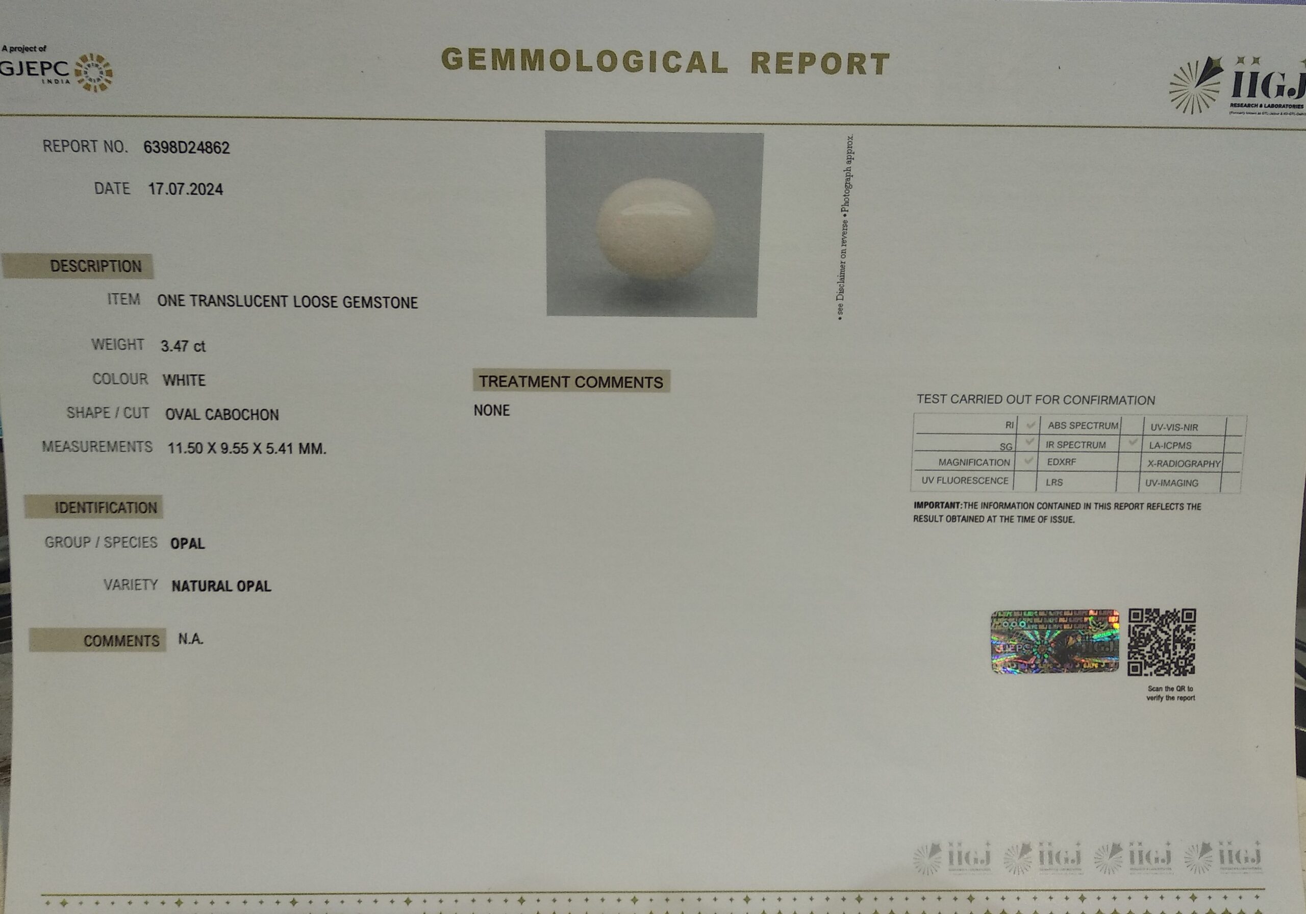 OPAL 3.47 Ct.
