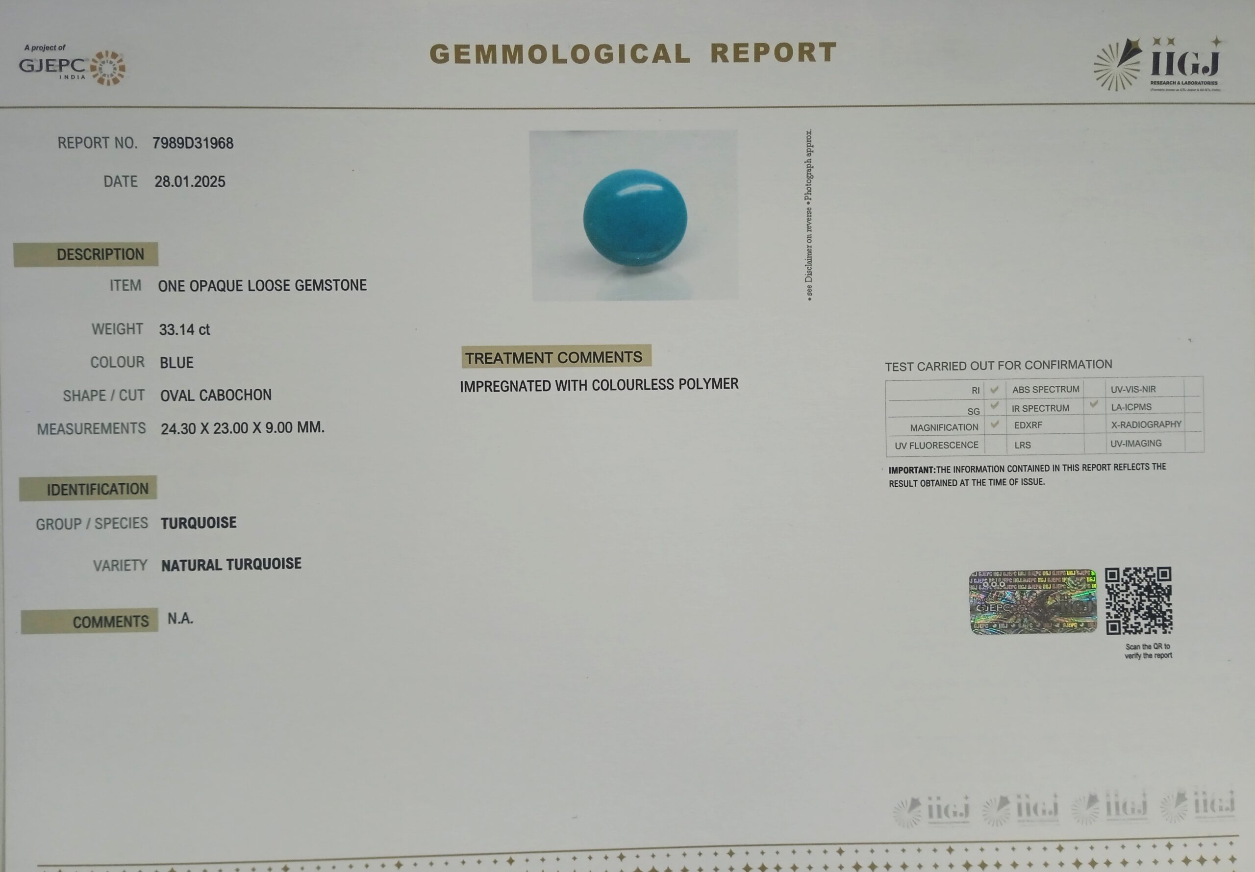 Turquoise 33.14 Ct.