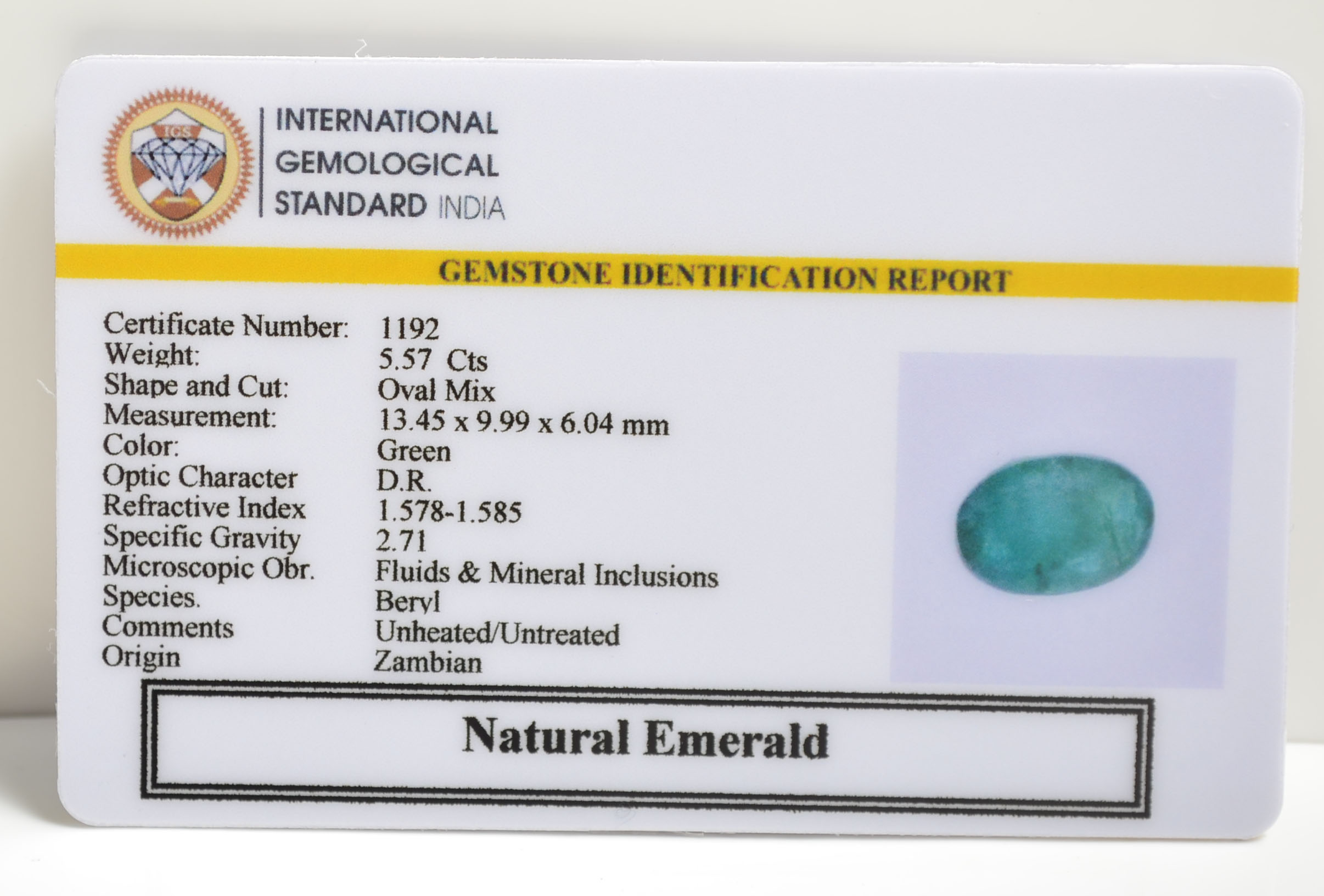 EMERALD 5.57 Ct.