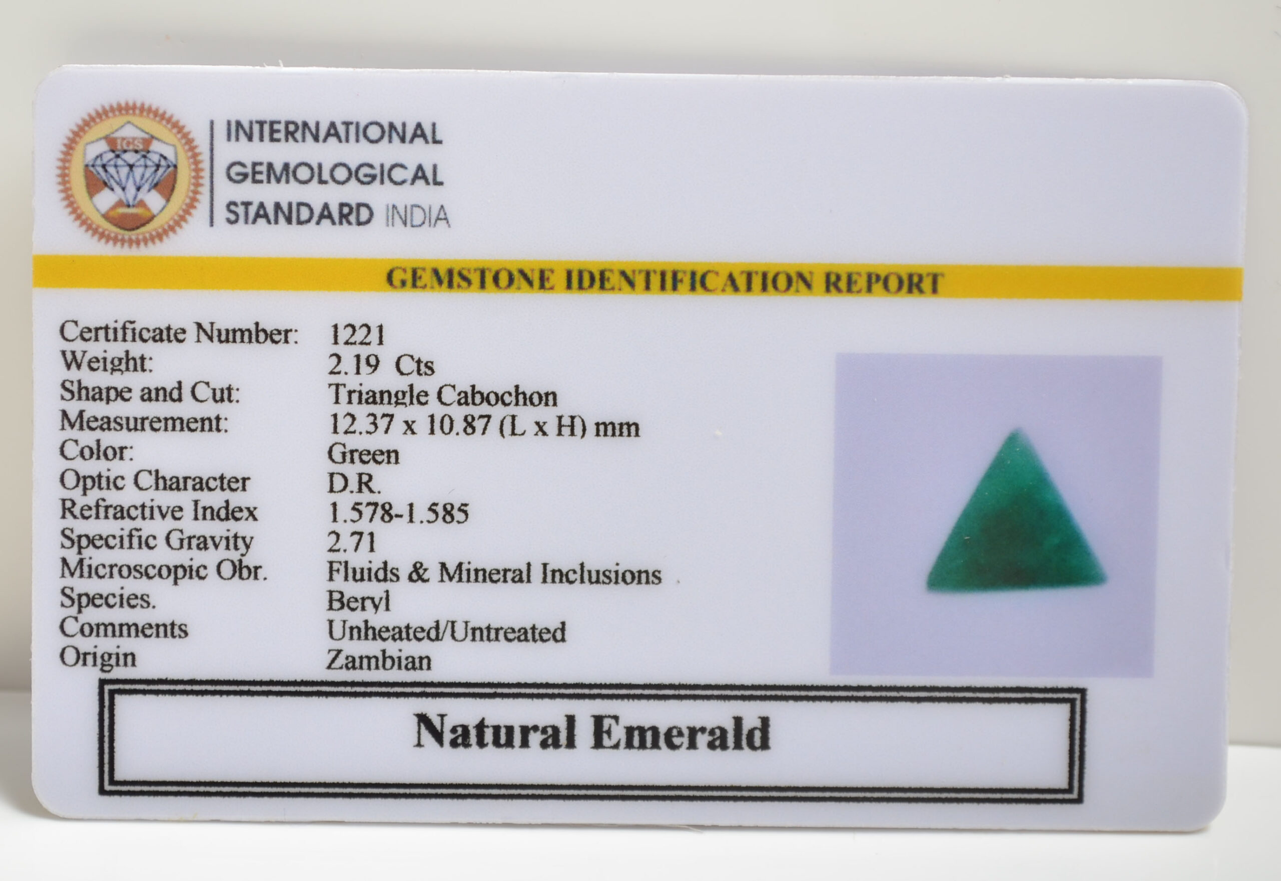 EMERALD 2.19 Ct.