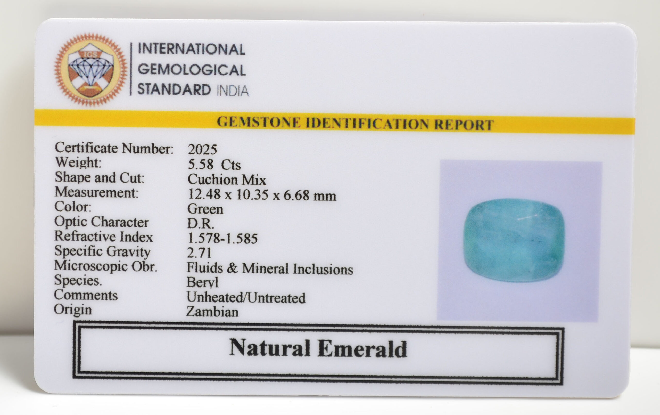 EMERALD 5.58 Ct.