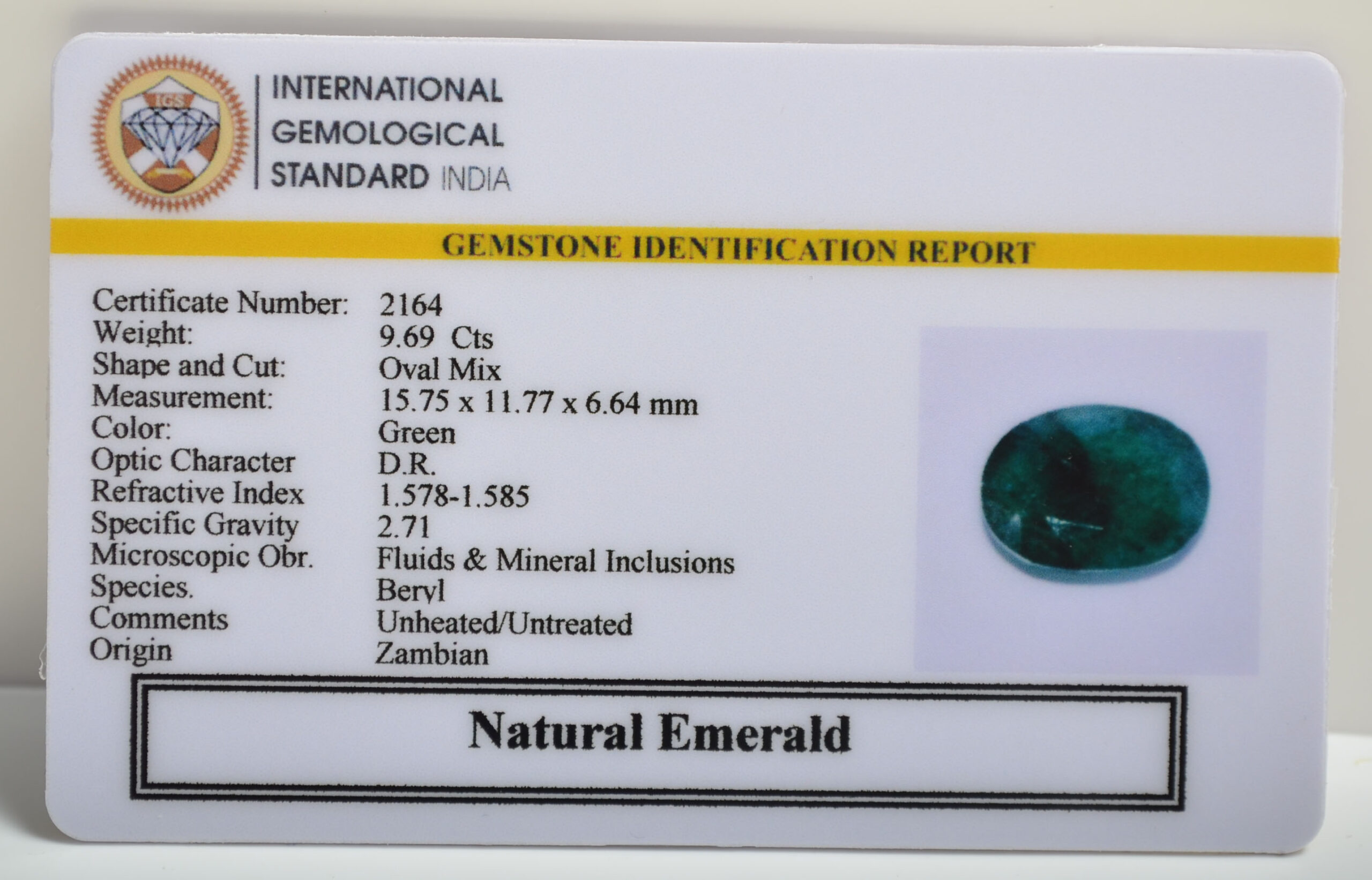 EMERALD 9.69 Ct.
