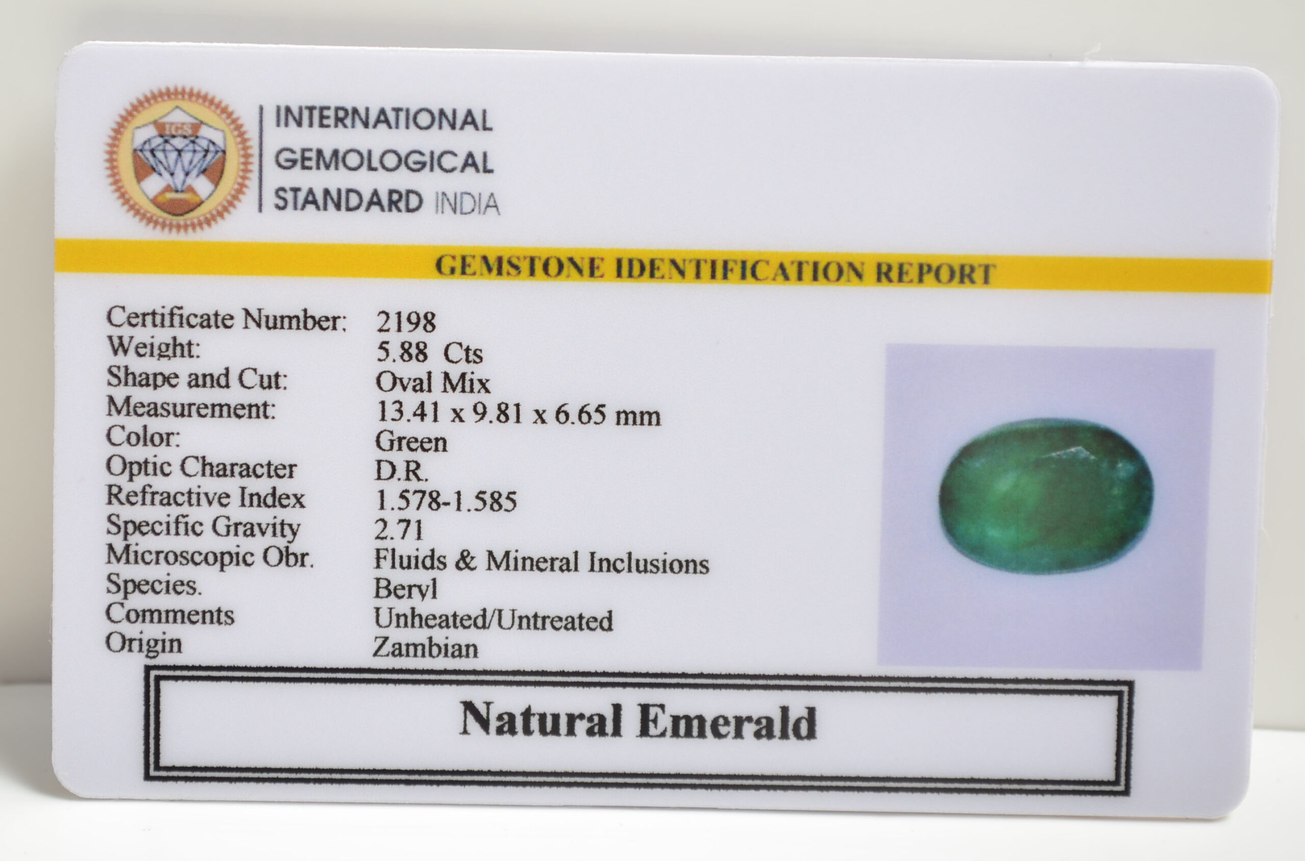 EMERALD 5.88 Ct.