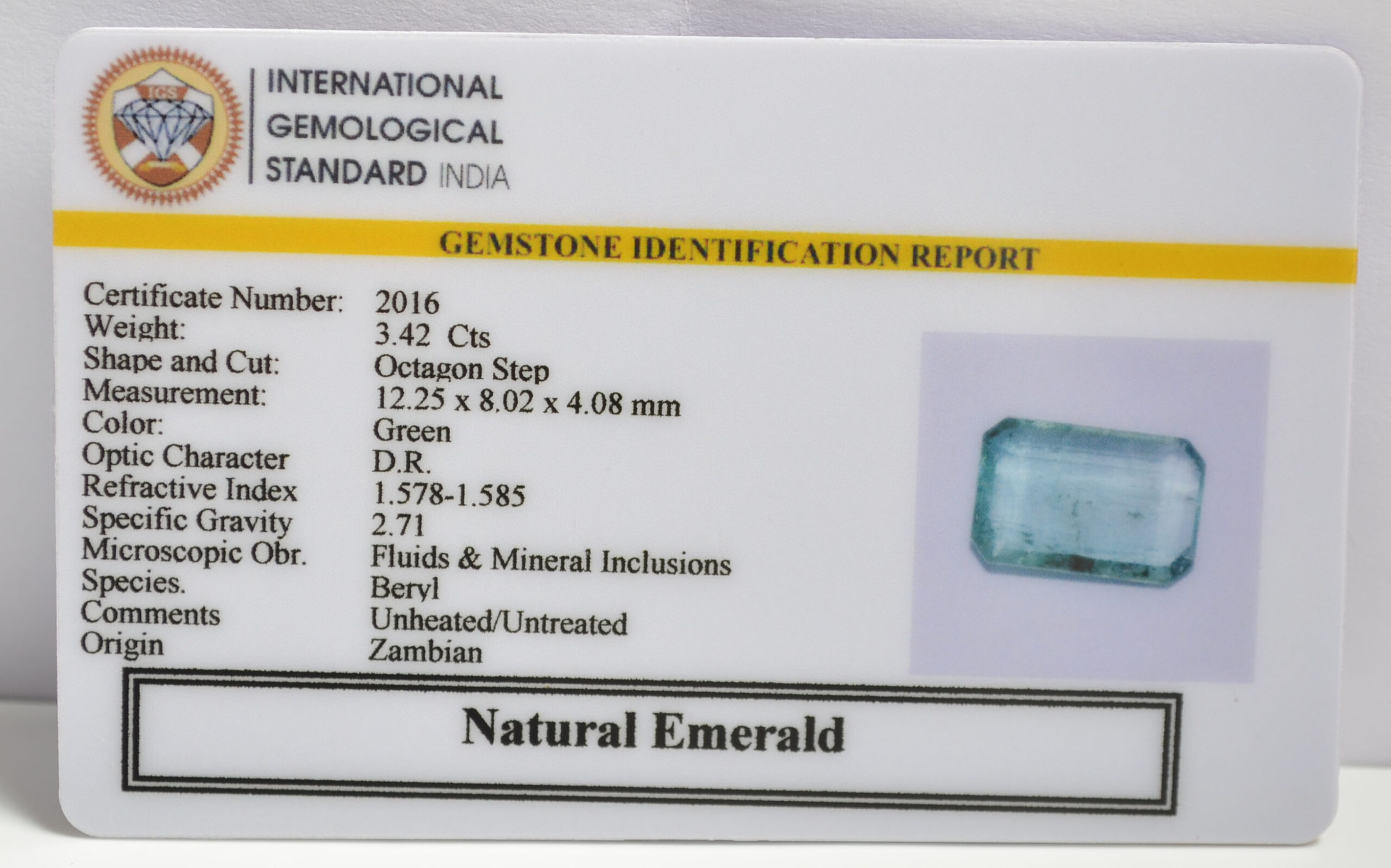 EMERALD 3.42 Ct.