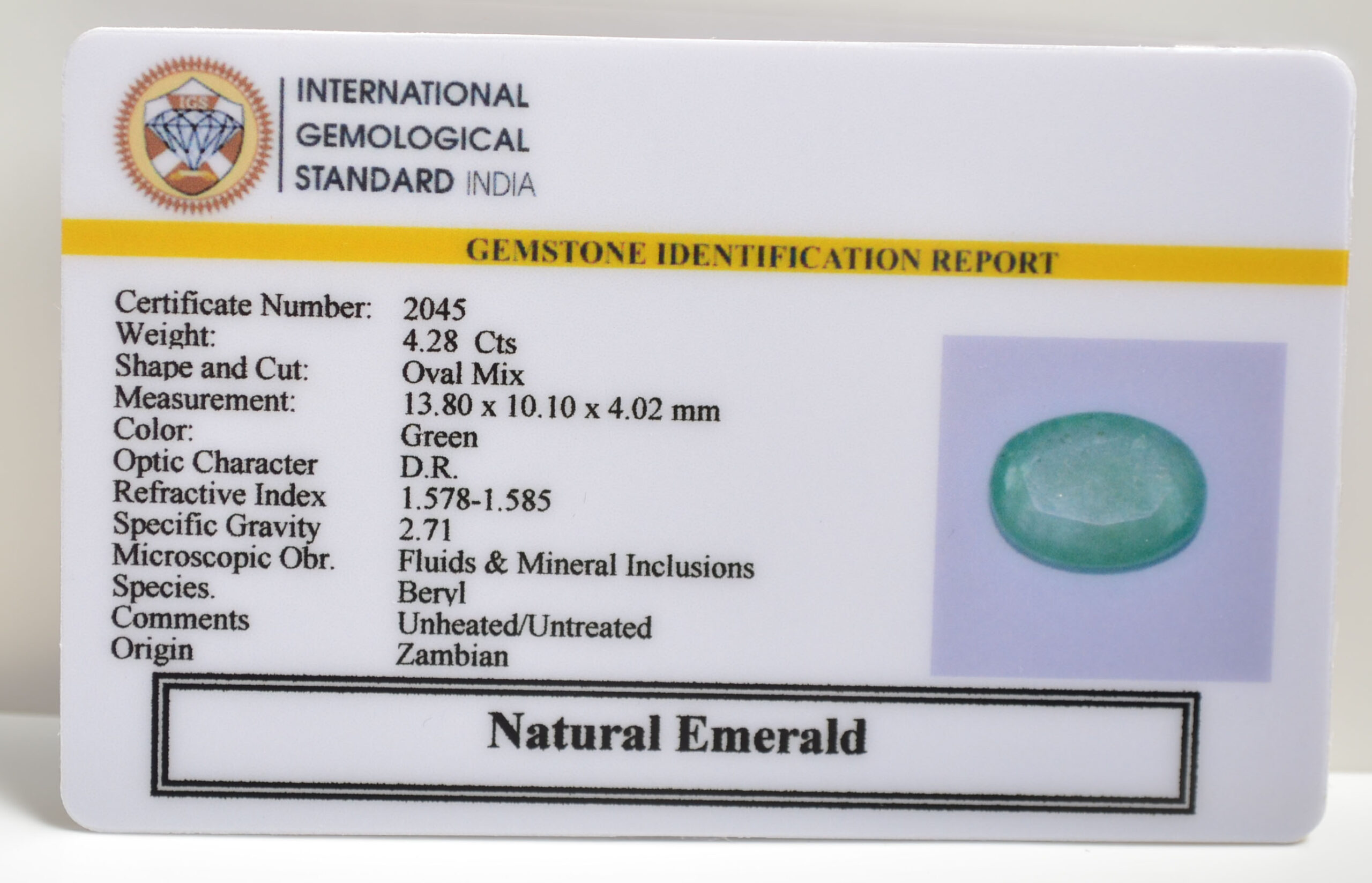 EMERALD 4.28 Ct.