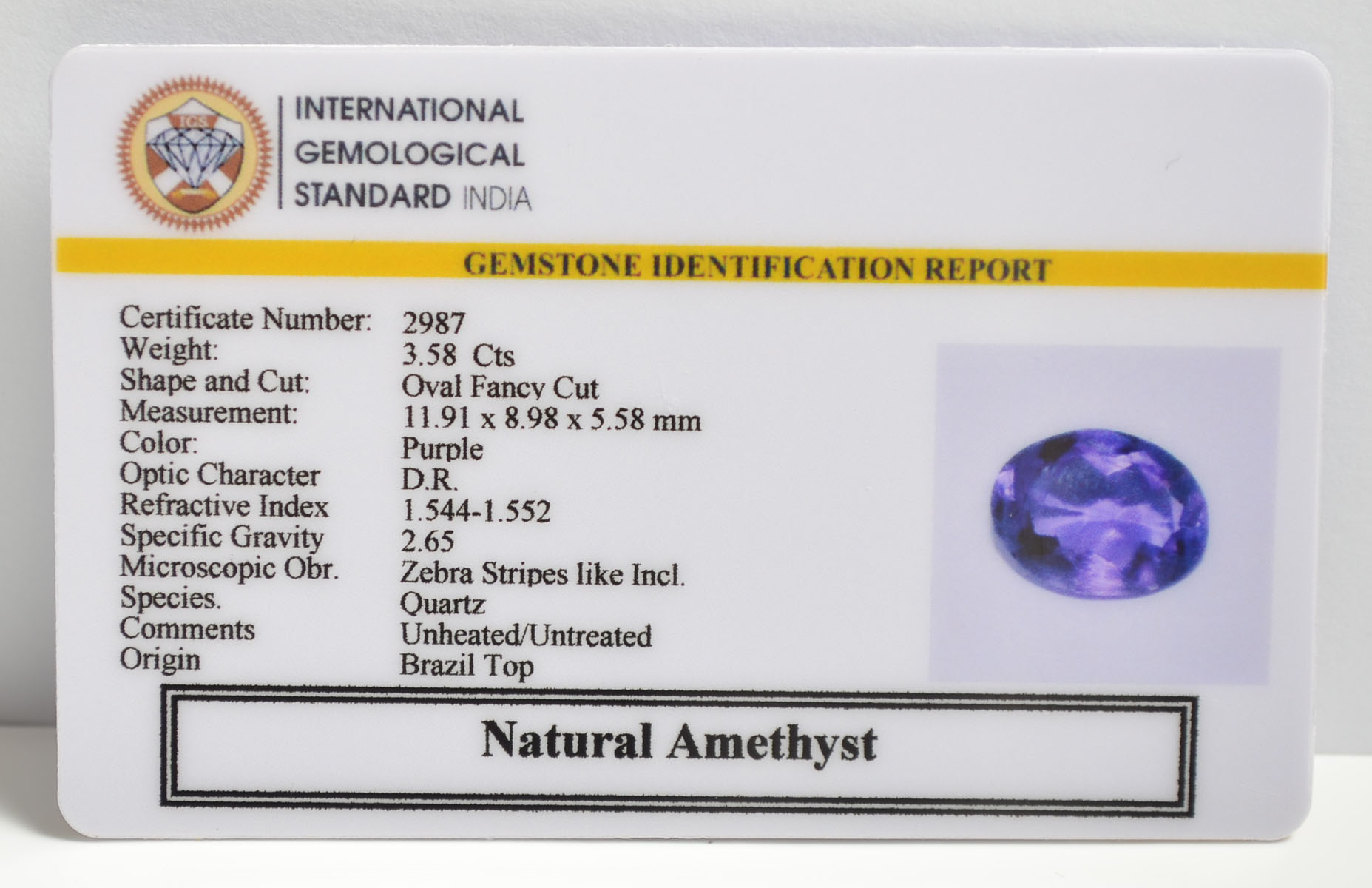 AMETHYST 3.58 Ct.