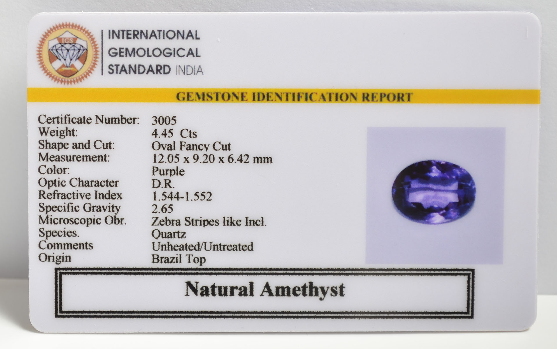 AMETHYST 4.45 Ct.