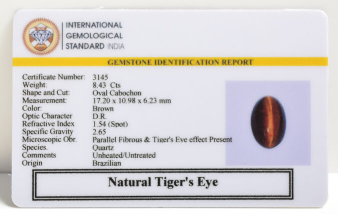 TIGER’S EYE 8.43 Ct.