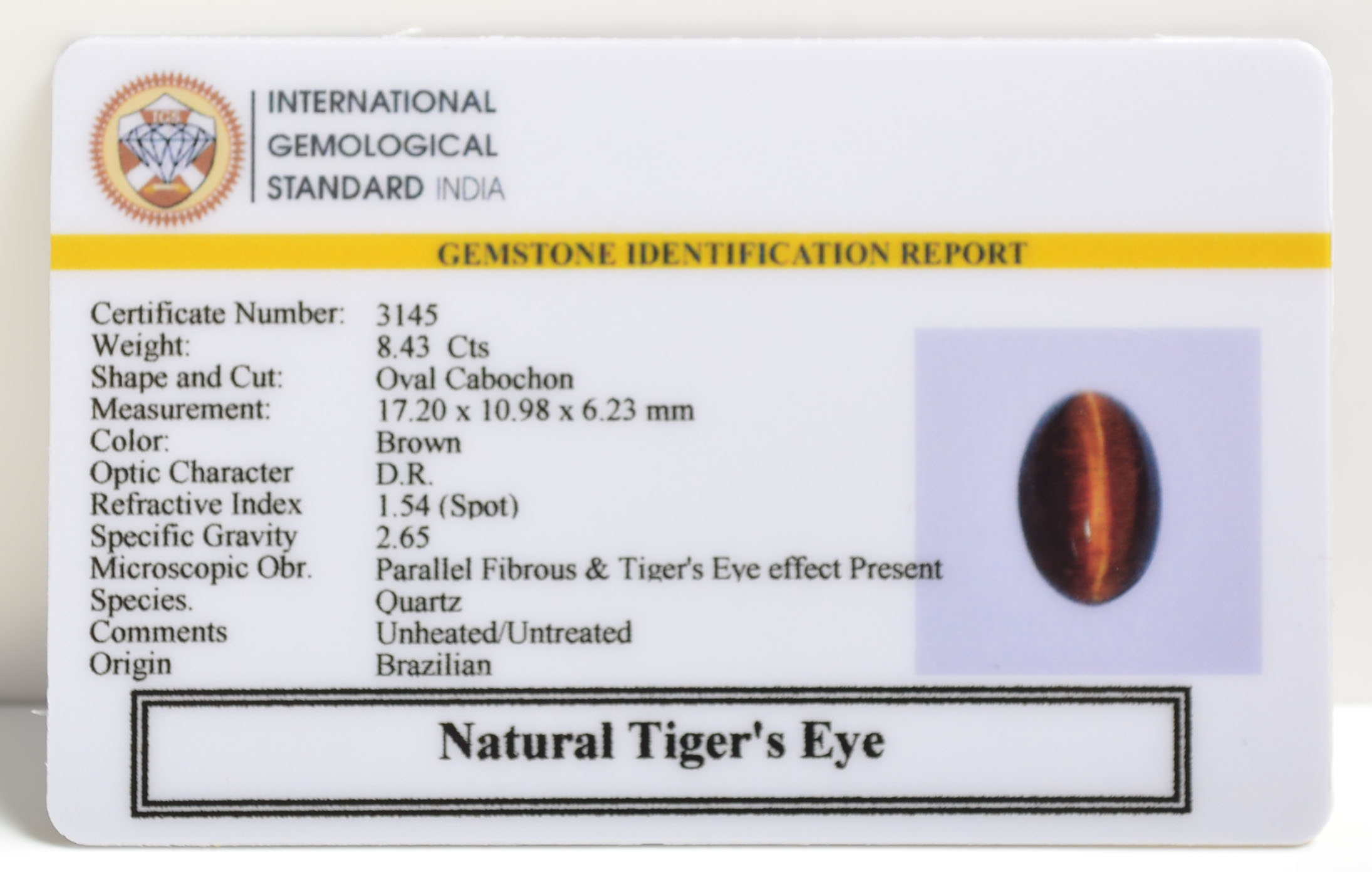 TIGER’S EYE 8.43 Ct.