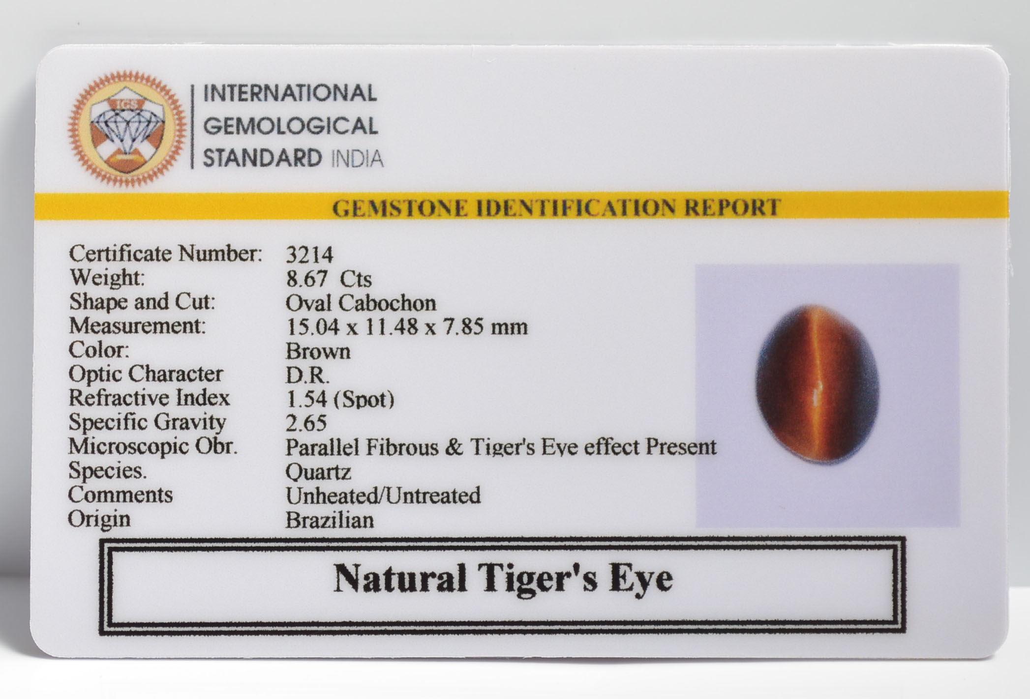 TIGER'S EYE 8.67 Ct.